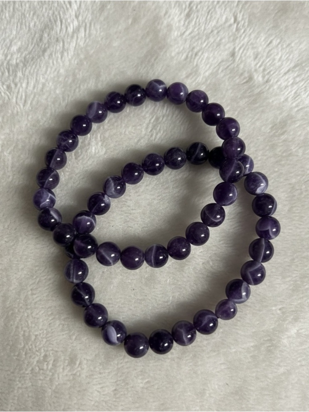 Chevron Amethyst natural gemstone Beaded Stretch Bracelet - Handmade